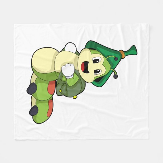 Raupe als Student mit Rucksack Fleecedecke (Vorderseite (Horizontal))