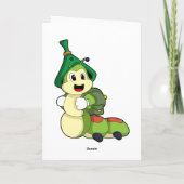 Raupe als Student mit Rucksack Karte (Rückseite)