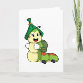 Raupe als Student mit Rucksack Karte (Vorderseite)