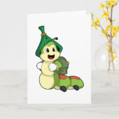 Raupe als Student mit Rucksack Karte (Gelbe Blume)