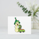 Raupe als Student mit Rucksack Postkarte (Stehend Vorderseite)