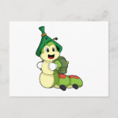 Raupe als Student mit Rucksack Postkarte (Vorderseite)