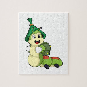 Raupe als Student mit Rucksack Puzzle