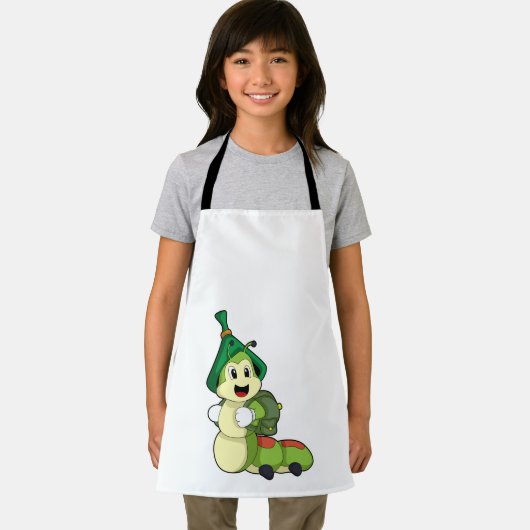 Raupe als Student mit Rucksack Schürze (Insitu)