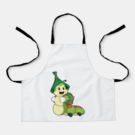 Raupe als Student mit Rucksack Schürze (Vorderseite)