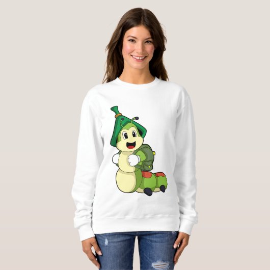 Raupe als Student mit Rucksack Sweatshirt (Vorne ganz)