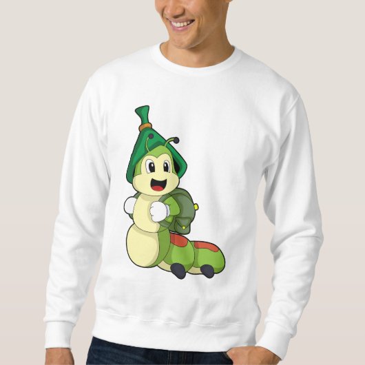 Raupe als Student mit Rucksack Sweatshirt (Vorderseite)