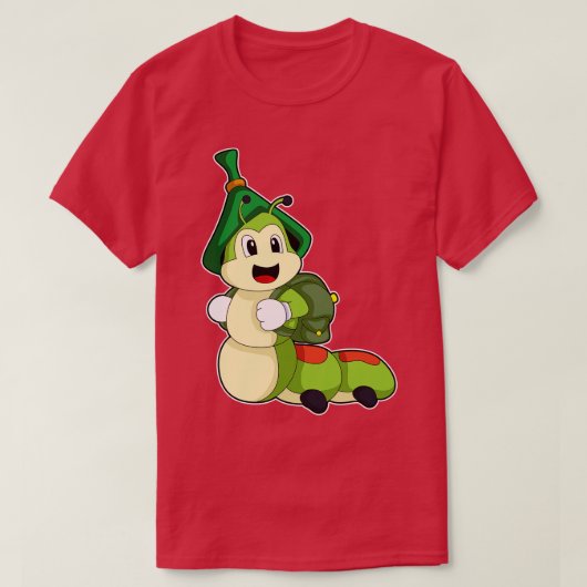 Raupe als Student mit Rucksack T-Shirt (Design vorne)