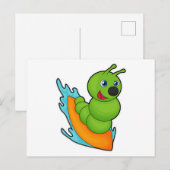 Raupe als Surfer mit Surfbrett Postkarte (Vorne/Hinten)