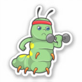 Raupe am Krafttraining mit Dumbell Aufkleber (Vorderseite)