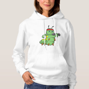 Raupe am Krafttraining mit Dumbell Hoodie