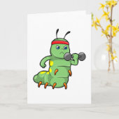 Raupe am Krafttraining mit Dumbell Karte (Gelbe Blume)