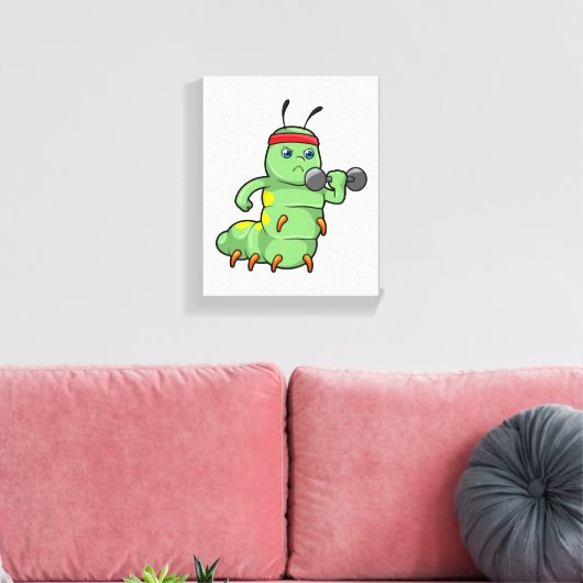 Raupe am Krafttraining mit Dumbell Leinwanddruck (Insitu (Wohnzimmer))