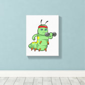 Raupe am Krafttraining mit Dumbell Leinwanddruck (Insitu (Holzboden))