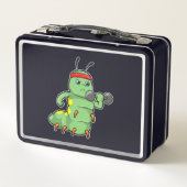 Raupe am Krafttraining mit Dumbell Metall Brotdose (Rückseite)