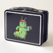 Raupe am Krafttraining mit Dumbell Metall Brotdose (Vorderseite)