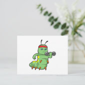 Raupe am Krafttraining mit Dumbell Postkarte (Stehend Vorderseite)