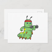 Raupe am Krafttraining mit Dumbell Postkarte (Vorne/Hinten)