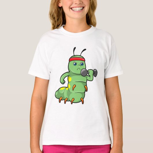 Raupe am Krafttraining mit Dumbell T-Shirt (Vorderseite)