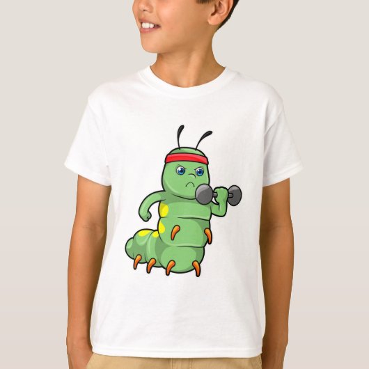 Raupe am Krafttraining mit Dumbell T-Shirt (Vorderseite)