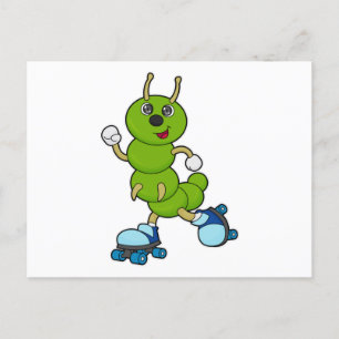 Raupe auf Inline-Skaten mit Roller-Skaten Postkarte