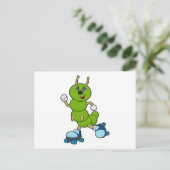 Raupe auf Inline-Skaten mit Roller-Skaten Postkarte (Stehend Vorderseite)