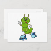 Raupe auf Inline-Skaten mit Roller-Skaten Postkarte (Vorne/Hinten)