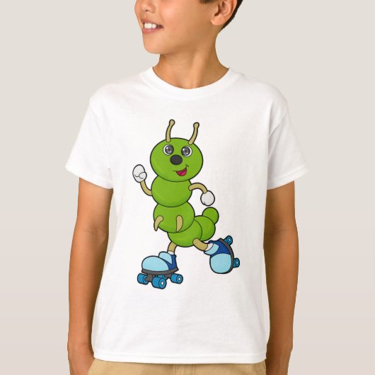 Raupe auf Inline-Skaten mit Roller-Skaten T-Shirt (Vorderseite)
