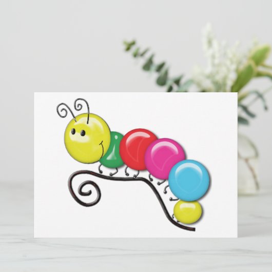 Raupe auf Twig Einladung (Stehend Vorderseite)