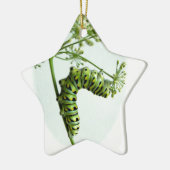 Raupe aus schwarzem Frack isst Petersilie Keramikornament (Links)