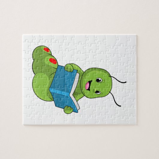 Raupe beim Lesen mit Buch Puzzle (Horizontal)