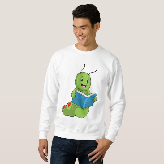 Raupe beim Lesen mit Buch Sweatshirt (Vorne ganz)