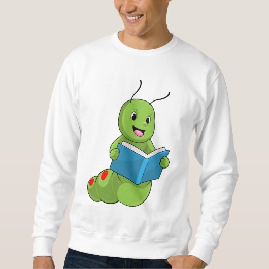 Raupe beim Lesen mit Buch Sweatshirt (Vorderseite)