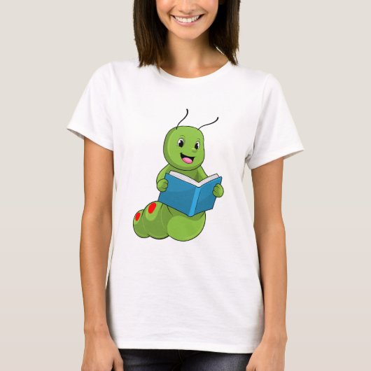 Raupe beim Lesen mit Buch T-Shirt (Vorderseite)