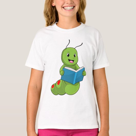 Raupe beim Lesen mit Buch T-Shirt (Vorderseite)