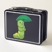 Raupe beim Regen Metall Brotdose (Rückseite)