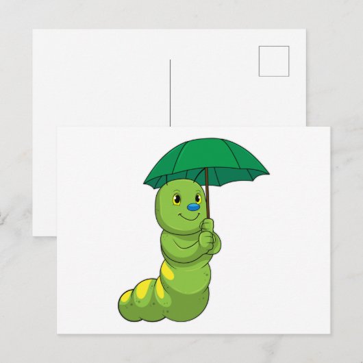 Raupe beim Regen Postkarte (Vorne/Hinten)