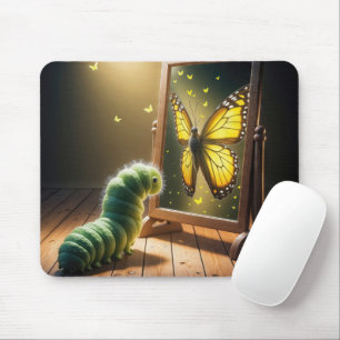 Raupe betrachtet einen Schmetterling in einem Spie Mousepad