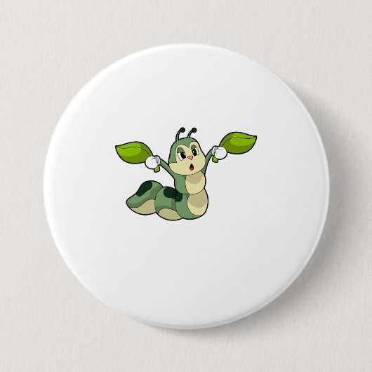 Raupe Blätter Button (Vorderseite)
