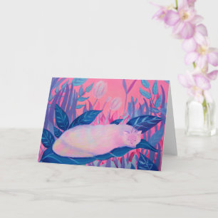 Raupe Cat Pink Lila Blue Fantasy Karte