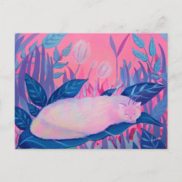 Raupe Cat Pink Lila Blue Fantasy Postkarte