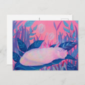 Raupe Cat Pink Lila Blue Fantasy Postkarte (Vorne/Hinten)
