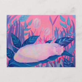 Raupe Cat Pink Lila Blue Fantasy Postkarte