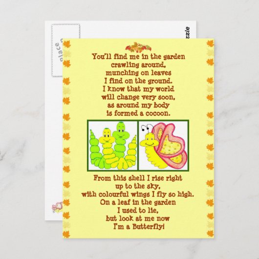 Raupe Gedicht Postkarte (Vorne/Hinten)