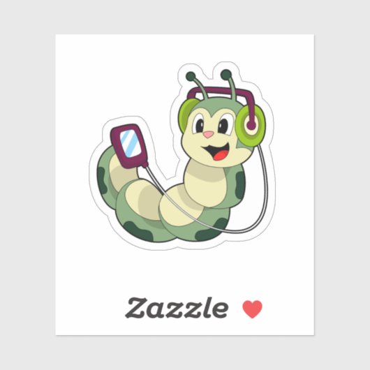 Raupe Headphone Music Aufkleber (Blatt)