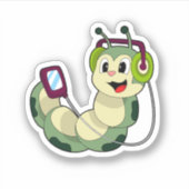 Raupe Headphone Music Aufkleber (Vorderseite)