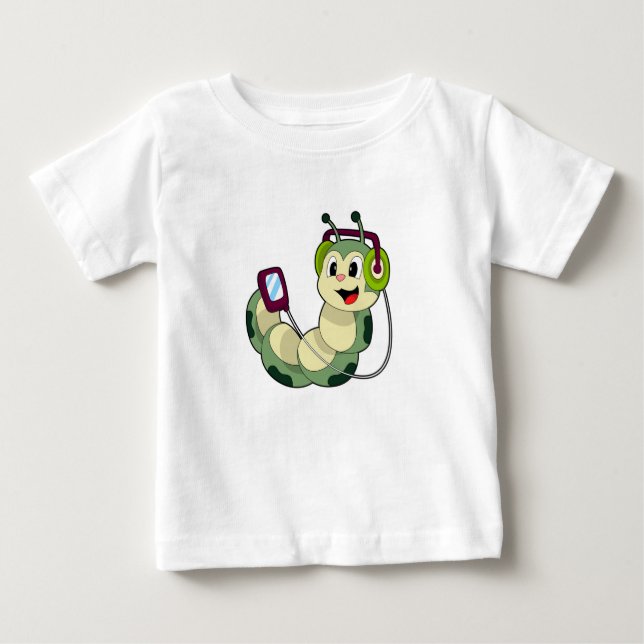 Raupe Headphone Music Baby T-shirt (Vorderseite)