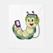 Raupe Headphone Music Fleecedecke (Vorderseite)