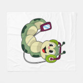 Raupe Headphone Music Fleecedecke (Vorderseite (Horizontal))