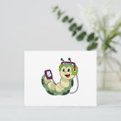 Raupe Headphone Music Postkarte (Stehend Vorderseite)